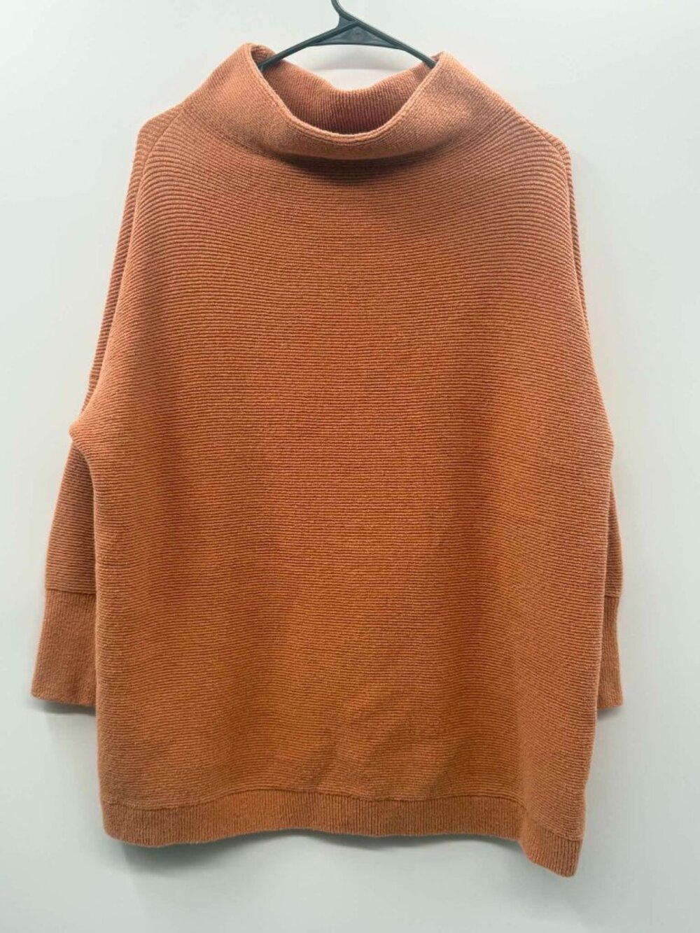 Free People Women Rust Brown Knit Sweater Mock Neck Long Sleeve Pullover Boho S